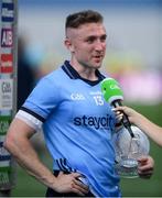 21 June 2025; Man of the Match Paddy Small of Dublin is interviewed by Aisling O'Reilly, not pictured, after the GAA Football All-Ireland Senior Championship preliminary quarter-final match between Dublin and Cork at Croke Park in Dublin. Photo by John Sheridan/Sportsfile