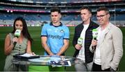 21 June 2025; GAA+ presenter Aisling O'Reilly interviews David Byrne alonsgide analysts, from left, Paddy Andrews and Cillian O'Connor after the quarter-final match between Dublin and Cork at Croke Park in Dublin. Photo by John Sheridan/Sportsfile