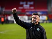 13 June 2025; Shamrock Rovers sporting director Stephen McPhail celebrates after the SSE Airtricity Men's Premier Division match between Shelbourne and Shamrock Rovers at Tolka Park in Dublin. Photo by Stephen McCarthy/Sportsfile