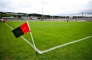 22 June 2025; A sideline flag is seen before the GAA Football All-Ireland Senior Championship preliminary quarter-final match between Down and Galway at Páirc Esler in Newry, Down. Photo by Ben McShane/Sportsfile
