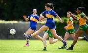 21 June 2025; Anna Rose Kennedy of Tipperary kicks a point during the TG4 All-Ireland Ladies Football Senior Championship Group 1 match between Tipperary and Donegal at Canon Hayes Park in Bansha, Tipperary. Photo by Seb Daly/Sportsfile