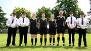 21 June 2025; Referee Angela Gallagher with match officials before the TG4 All-Ireland Ladies Football Senior Championship Group 1 match between Tipperary and Donegal at Canon Hayes Park in Bansha, Tipperary. Photo by Seb Daly/Sportsfile