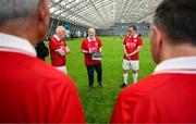 14 June 2025; Sligo Rovers players and coaches before the League of Ireland Walking Football Festival at the National Indoor Arena on the Sport Ireland Campus in Dublin. Photo by Stephen McCarthy/Sportsfile
