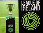 14 June 2025; A general view of the trophy during the League of Ireland Walking Football Festival at the National Indoor Arena on the Sport Ireland Campus in Dublin. Photo by Stephen McCarthy/Sportsfile