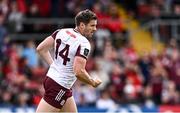 22 June 2025; Shane Walsh of Galway after scoring their side's first goal during the GAA Football All-Ireland Senior Championship preliminary quarter-final match between Down and Galway at Páirc Esler in Newry, Down. Photo by Ben McShane/Sportsfile