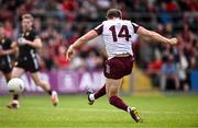 22 June 2025; Shane Walsh of Galway scores his side's first goal during the GAA Football All-Ireland Senior Championship preliminary quarter-final match between Down and Galway at Páirc Esler in Newry, Down. Photo by Ben McShane/Sportsfile