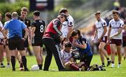 22 June 2025; Shane Walsh of Galway receives medical attention during the GAA Football All-Ireland Senior Championship preliminary quarter-final match between Down and Galway at Páirc Esler in Newry, Down. Photo by Ben McShane/Sportsfile