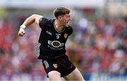 22 June 2025; Ryan McEvoy of Down celebrates winning a free during the GAA Football All-Ireland Senior Championship preliminary quarter-final match between Down and Galway at Páirc Esler in Newry, Down. Photo by Ben McShane/Sportsfile