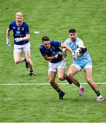 22 June 2025; Limerick goalkeeper Josh Ryan in action against Eoin Darcy of Wicklow during the Tailteann Cup semi-final match between Wicklow and Limerick at Croke Park in Dublin. Photo by Piaras Ó Mídheach/Sportsfile