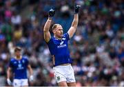 22 June 2025; Dean Healy of Wicklow celebrates scoring a two-pointer during the Tailteann Cup semi-final match between Wicklow and Limerick at Croke Park in Dublin. Photo by Piaras Ó Mídheach/Sportsfile
