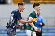 22 June 2025; Dara Flanagan of Mayo celebrates after scoring his side's first goal from a penalty during the Electric Ireland GAA Football All-Ireland Minor Championship semi-final match between Kerry and Mayo at Zimmer Biomet Páirc Chíosóg in Ennis, Clare. Photo by Brendan Moran/Sportsfile
