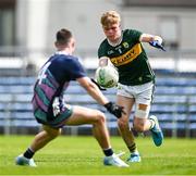 22 June 2025; Maidhc Ó Sé of Kerry on the way to scoring his side's first goal during the Electric Ireland GAA Football All-Ireland Minor Championship semi-final match between Kerry and Mayo at Zimmer Biomet Páirc Chíosóg in Ennis, Clare. Photo by Brendan Moran/Sportsfile