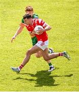 22 June 2025; Craig Lennon of Louth in action against Ciaran Moore of Donegal during the GAA Football All-Ireland Senior Championship preliminary quarter-final match between Donegal and Louth at MacCumhaill Park in Ballybofey, Donegal. Photo by Ramsey Cardy/Sportsfile