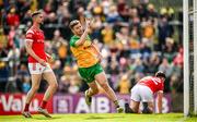 22 June 2025; Conor O'Donnell of Donegal celebrates after scoring his side's first goal during the GAA Football All-Ireland Senior Championship preliminary quarter-final match between Donegal and Louth at MacCumhaill Park in Ballybofey, Donegal. Photo by Ramsey Cardy/Sportsfile