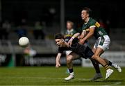 22 June 2025; Oran Murphy of Mayo in action against Marcus Clifford of Kerry during the Electric Ireland GAA Football All-Ireland Minor Championship semi-final match between Kerry and Mayo at Zimmer Biomet Páirc Chíosóg in Ennis, Clare. Photo by Brendan Moran/Sportsfile