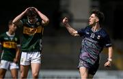 22 June 2025; Oran Murphy of Mayo celebrates after scoring his side's third goal during the Electric Ireland GAA Football All-Ireland Minor Championship semi-final match between Kerry and Mayo at Zimmer Biomet Páirc Chíosóg in Ennis, Clare. Photo by Brendan Moran/Sportsfile