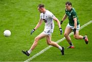 22 June 2025; Ryan Sinkey of Kildare in action against Luke Flanagan of Fermanagh during the Tailteann Cup semi-final match between Kildare and Fermanagh at Croke Park in Dublin. Photo by Piaras Ó Mídheach/Sportsfile