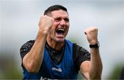 22 June 2025; Kerry manager Wayne Quillinan celebrates after the Electric Ireland GAA Football All-Ireland Minor Championship semi-final match between Kerry and Mayo at Zimmer Biomet Páirc Chíosóg in Ennis, Clare. Photo by Brendan Moran/Sportsfile