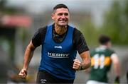 22 June 2025; Kerry manager Wayne Quillinan celebrates after the Electric Ireland GAA Football All-Ireland Minor Championship semi-final match between Kerry and Mayo at Zimmer Biomet Páirc Chíosóg in Ennis, Clare. Photo by Brendan Moran/Sportsfile