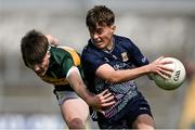 22 June 2025; Tony Carey of Mayo in action against Tadhg Ó Slatara of Kerry during the Electric Ireland GAA Football All-Ireland Minor Championship semi-final match between Kerry and Mayo at Zimmer Biomet Páirc Chíosóg in Ennis, Clare. Photo by Brendan Moran/Sportsfile