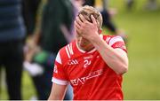 22 June 2025; Paul Matthews of Louth after his side's defeat in the GAA Football All-Ireland Senior Championship preliminary quarter-final match between Donegal and Louth at MacCumhaill Park in Ballybofey, Donegal. Photo by Ramsey Cardy/Sportsfile