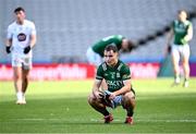 22 June 2025; Luke Flanagan of Fermanagh after his side's defeat in the Tailteann Cup semi-final match between Kildare and Fermanagh at Croke Park in Dublin. Photo by Piaras Ó Mídheach/Sportsfile