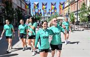 22 June 2025; Republic of Ireland's Marissa Sheva and Amber Barrett, right, during a team walk in Denver, ahead of their international friendly match against United States at Dick’s Sporting Goods Park in Colorado, USA, on Thursday. Photo by Stephen McCarthy/Sportsfile