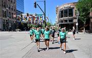 22 June 2025; Republic of Ireland players, from left, Emily Murphy, Grace Moloney and Jessie Stapleton during a team walk in Denver, ahead of their international friendly match against United States at Dick’s Sporting Goods Park in Colorado, USA, on Thursday. Photo by Stephen McCarthy/Sportsfile