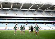 22 June 2025; Fermanagh players after their side's defeat in the Tailteann Cup semi-final match between Kildare and Fermanagh at Croke Park in Dublin. Photo by Piaras Ó Mídheach/Sportsfile