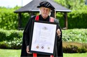 23 June 2025; Singer Johnny Logan, formally known as Sean Patrick Sherrard, after receiving his honorary doctorial award at the Longford International College Graduation Ceremony 2025 at the Radisson Blu Dublin Airport Hotel in Dublin. Photo by Shauna Clinton/Sportsfile