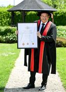 23 June 2025; Irish sports broadcaster Marty Morrissey after receiving his honorary doctorial award at the Longford International College Graduation Ceremony 2025 at the Radisson Blu Dublin Airport Hotel in Dublin. Photo by Shauna Clinton/Sportsfile