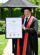 23 June 2025; Irish sports broadcaster Marty Morrissey after receiving his honorary doctorial award at the Longford International College Graduation Ceremony 2025 at the Radisson Blu Dublin Airport Hotel in Dublin. Photo by Shauna Clinton/Sportsfile