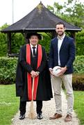 23 June 2025; Irish sports broadcaster and honorary doctorial award recipient Marty Morrissey, left, and GPA chief executive officer Tom Parsons at the Longford International College Graduation Ceremony 2025 at the Radisson Blu Dublin Airport Hotel in Dublin. Photo by Shauna Clinton/Sportsfile