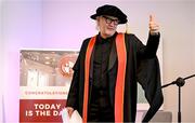 23 June 2025; Singer Johnny Logan, formally known as Sean Patrick Sherrard, after receiving his honorary doctorial award at the Longford International College Graduation Ceremony 2025 at the Radisson Blu Dublin Airport Hotel in Dublin. Photo by Shauna Clinton/Sportsfile