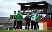 23 June 2025; Shamrock Rovers players, including Trevor Clarke, centre, walk the pitch before the SSE Airtricity Men's Premier Division match between Bohemians and Shamrock Rovers at Dalymount Park in Dublin. Photo by Shauna Clinton/Sportsfile