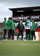 23 June 2025; Shamrock Rovers players, including Trevor Clarke, centre, walk the pitch before the SSE Airtricity Men's Premier Division match between Bohemians and Shamrock Rovers at Dalymount Park in Dublin. Photo by Shauna Clinton/Sportsfile