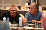 23 June 2025; Bohemians academy director Trevor Croly, left, and John Gill during a FAI Coaching Education visit from CONCACAF & UEFA at The Johnstown Estate in Enfield, Meath. Photo by Ben McShane/Sportsfile