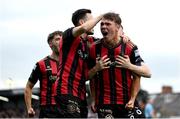 23 June 2025; Dayle Rooney of Bohemians celebrates after scoring his side's first goal during the SSE Airtricity Men's Premier Division match between Bohemians and Shamrock Rovers at Dalymount Park in Dublin. Photo by Shauna Clinton/Sportsfile