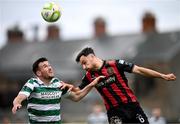23 June 2025; Jordan Flores of Bohemians in action against Aaron Greene of Shamrock Rovers during the SSE Airtricity Men's Premier Division match between Bohemians and Shamrock Rovers at Dalymount Park in Dublin. Photo by Ramsey Cardy/Sportsfile