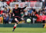 23 June 2025; Shane Farrell of Drogheda United on his way to scoring his side's first goal during the SSE Airtricity Men's Premier Division match between Cork City and Drogheda United at Turner's Cross in Cork. Photo by Thomas Flinkow/Sportsfile