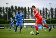 23 June 2025; Harry Wood of Shelbourne in action against James Olayinka of Waterford during the SSE Airtricity Men's Premier Division match between Waterford and Shelbourne at the Regional Sports Centre in Waterford. Photo by Piaras Ó Mídheach/Sportsfile
