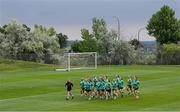 23 June 2025; Performance coach Holly Pickett leads the team on a run during a Republic of Ireland women training session at North Area Athletic Complex in Arvada, Colorado, USA. Photo by Stephen McCarthy/Sportsfile