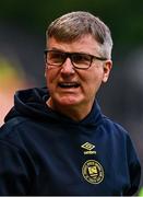23 June 2025; St Patrick's Athletic manager Stephen Kenny reacts during the SSE Airtricity Men's Premier Division match between St Patrick's Athletic and Derry City at Richmond Park in Dublin. Photo by Ben McShane/Sportsfile