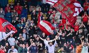 23 June 2025; Shelbourne supporters before the SSE Airtricity Men's Premier Division match between Waterford and Shelbourne at the Regional Sports Centre in Waterford. Photo by Piaras Ó Mídheach/Sportsfile