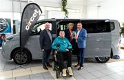 24 June 2025; Ian O'Connell from Killarney, Co Kerry who received a modified Ford at the launch of the 24th annual Circet All-Ireland GAA Golf Challenge from Michael Lyng, Vanessa Cunningham from Circet and Challenge organising chairman Liam Daniels in Michael Lyng Motors, Kilkenny. This year’s Challenge takes place at Killarney Golf and Fishing Resort on October 16th and 17th. Photo by Matt Browne/Sportsfile