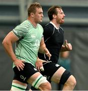 24 June 2025; Gavin Coombes, left, and Ryan Baird during the Ireland rugby squad training at the IRFU High Performance Centre at the Sport Ireland Campus in Dublin. Photo by Brendan Moran/Sportsfile