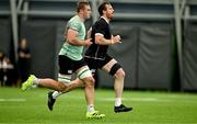 24 June 2025; Gavin Coombes, left, and Ryan Baird during the Ireland rugby squad training at the IRFU High Performance Centre at the Sport Ireland Campus in Dublin. Photo by Brendan Moran/Sportsfile