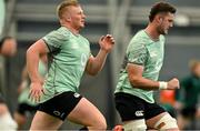 24 June 2025; Paddy McCarthy, left, and Evan O'Connell during the Ireland rugby squad training at the IRFU High Performance Centre at the Sport Ireland Campus in Dublin. Photo by Brendan Moran/Sportsfile