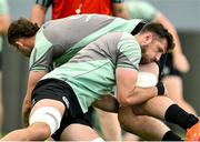 24 June 2025; Tom Ahern tackles Darragh Murray during the Ireland rugby squad training at the IRFU High Performance Centre at the Sport Ireland Campus in Dublin. Photo by Brendan Moran/Sportsfile