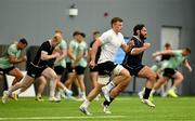 24 June 2025; Cian Prendergast, centre, and Tom O’Toole during the Ireland rugby squad training at the IRFU High Performance Centre at the Sport Ireland Campus in Dublin. Photo by Brendan Moran/Sportsfile